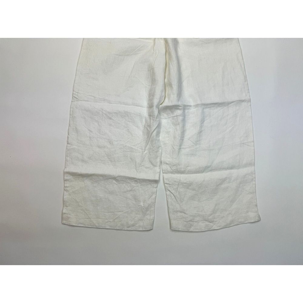 Cynthia Rowley Linen Wide Leg Cropped Pants Women L NWT Elastic Waist Pockets - Picture 10 of 12